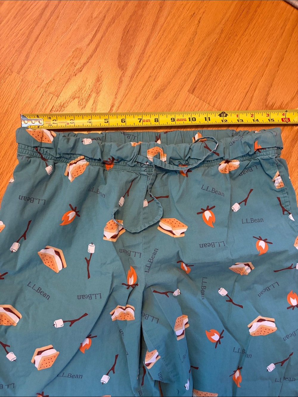 L.L. Bean cotton pajama pants size medium petite s’mores teal loungewear - Picture 4 of 9